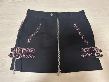 핑크 레오파드 무늬 미니 스커트