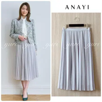 [ 863 ] 아나이 쉬폰 플리츠 스커트 라이트 그레이 36
