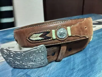 구제 의류 토니 라마 Tony Lama 웨스턴 가죽 벨트 36 카멜