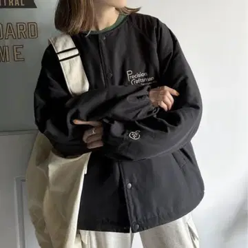 택 포함 새상품 Java 충전솜 블루종 로고 자수 오버 사이즈 남녀 공용