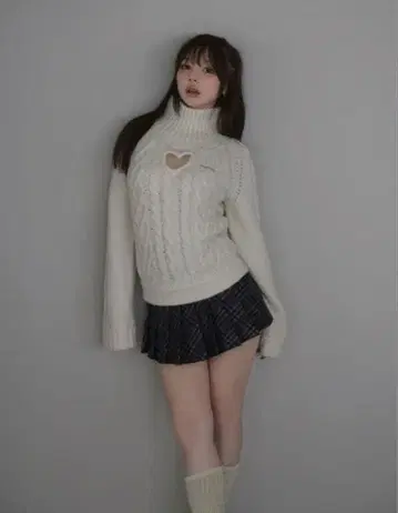 andmary Mary heart knit tops ivory