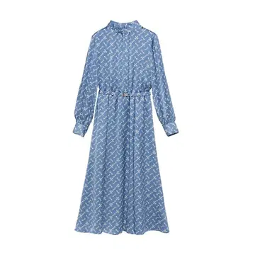 [ ANAYI ] 키 프린트 원피스 블루