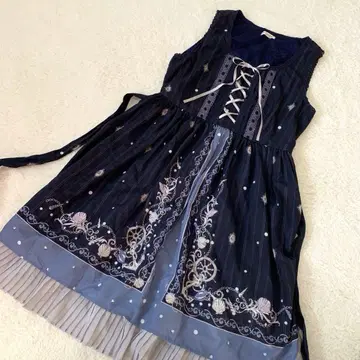 axes femme 네이비 원피스 플리츠 리본 [ M ]