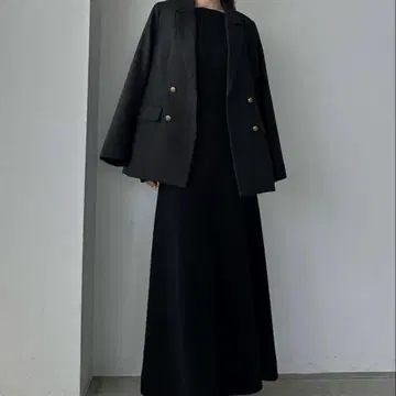 Louere 루엘레 더블 브레스트 자켓 골드 버튼 다크 그레이 L