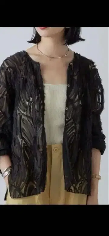 시너리 블랙 레이스풍 가디건 긴팔