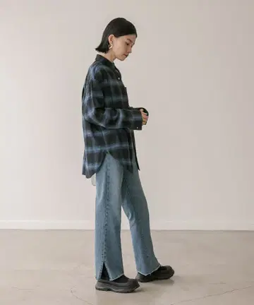 리브 드와 몽 체크 플란넬 셔츠 블랙 블루