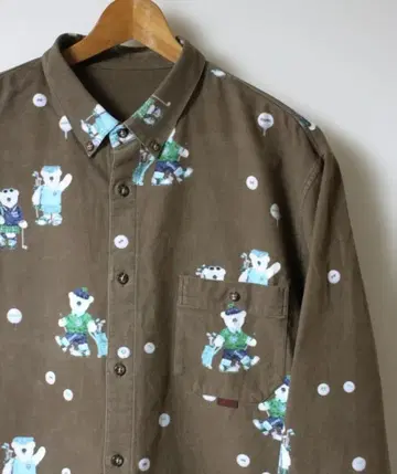 파파스 골프 패턴 프린트 플란넬 셔츠 L