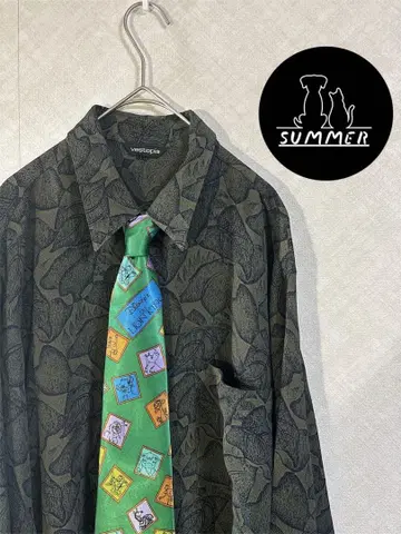 구제 의류 summer 넥타이 셔츠 빈티지 디즈니 올 패턴 쇼와 레트로