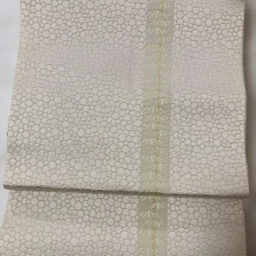 나고야 오비 화이트 원형 무늬 잎 디자인