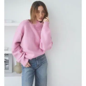 ungrid 스웨터 하이넥 볼륨 컬러 니트