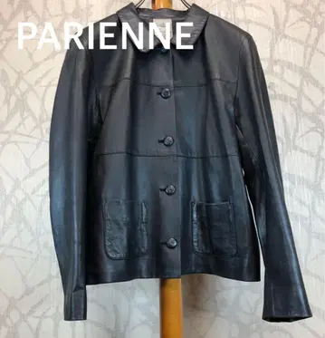 램 가죽 PARIENNE 블랙 가죽 자켓 천연 가죽 양가죽 R