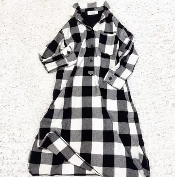 젤라또피케 조엘로브셴 콜라보 체크 플란넬 셔츠 원피스