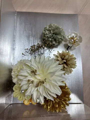 꽃 장식 머리 장식 화이트 골드