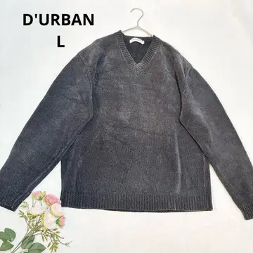 더반 블랙 V넥 니트 스웨터 두꺼운 원단 심플 L