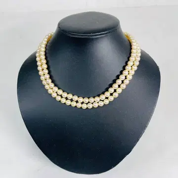 진주 펄 2연 목걸이 7mm 스털링