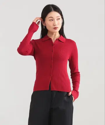 Demi-luxe BEAMS 폴리에스테르 울 폴로 가디건