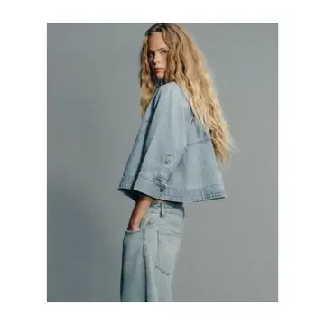 ZARA 데님 케이프 자켓 미디엄 블루 XS 사이즈