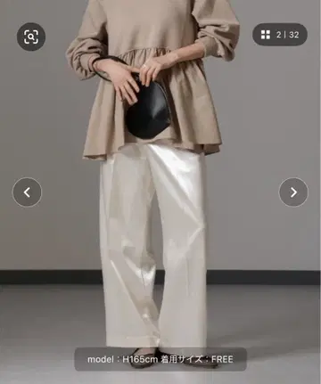 아이보리 새틴 와이드 팬츠 FREE