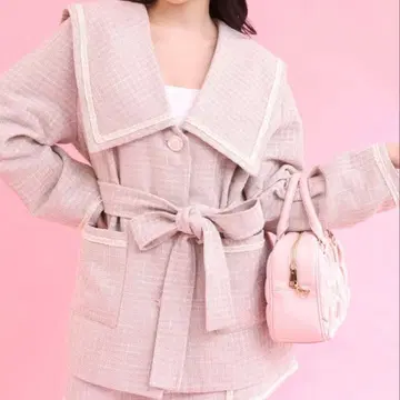 NICE CLAUP 빅 칼라 코트 핑크