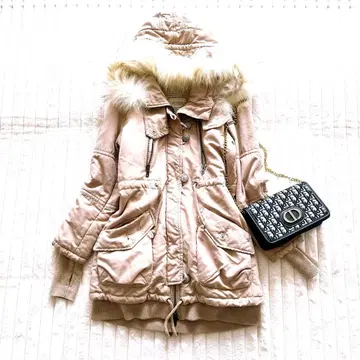 듀라스 앙비앙 모즈 코트 Free 베이지 퍼 후드 부착