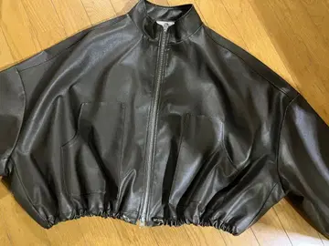 AGAWD 인조 가죽 블루종 브라운