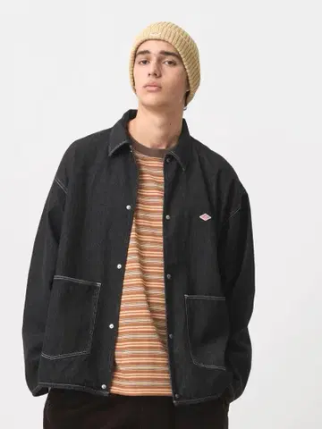 단톤 코튼 데님 커버올 데님 자켓