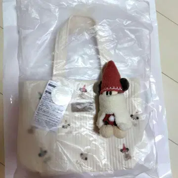 디즈니 크리스마스 릴린린 토트백 봉제 인형 배지 빨간색