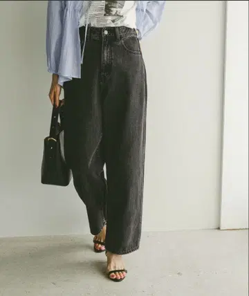 글로벌 워크 데님 배기 팬츠/498388 블랙 XS