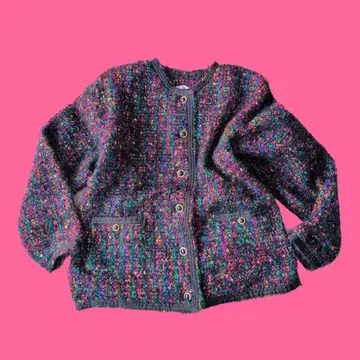 컬러풀 노카라 자켓 크리스마스 레트로 귀여운 구제 의류