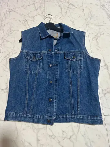 인디고 블루 슬리브리스 데님 자켓