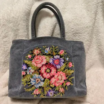 페이러 FEILER 꽃무늬 자수 그레이 핸드백 중형