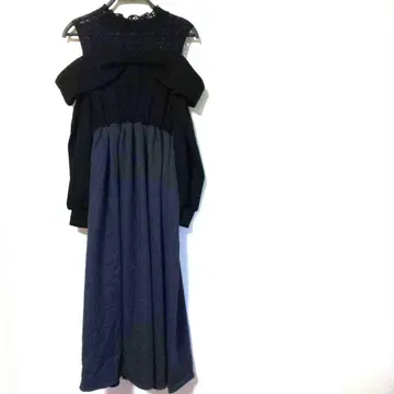 레이스 오프숄더 블랙/그레이 그라데이션 원피스 L 사이즈 미사용 새상품