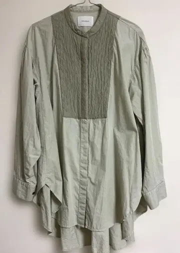 미디우미 솔리드 자카드 퀼트 믹스 긴팔 롱 블라우스