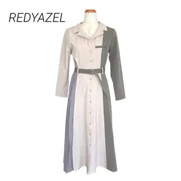 레이디 아젤 배색 절개 벨트 롱 원피스 더스티 컬러 가을/겨울 S