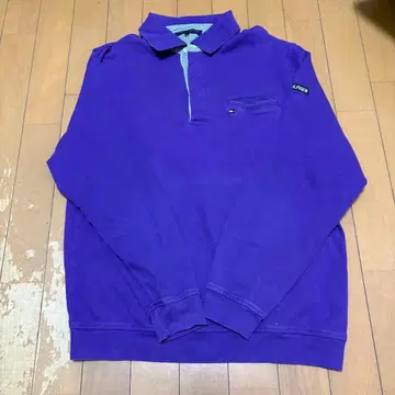 컨디션 최상 TOMMY HILFIGER 퍼플 긴팔 피케 셔츠 남성용