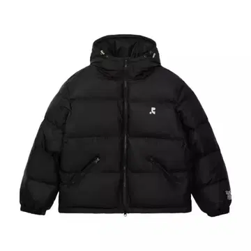 Rest&recreation 후드 부착 블랙 다운 자켓