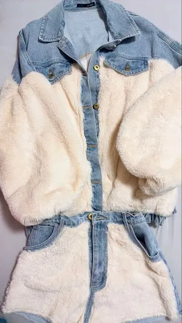 one spo 와포 데님 보아 자켓 아우터 셋업