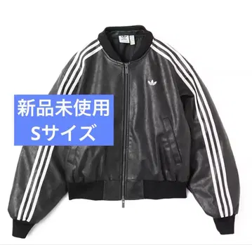 adidas ADILENIUM 후드 부착 블랙 가죽 자켓 S