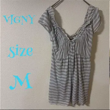 VIGNY 스트라이프 프릴 반팔 T셔츠 M