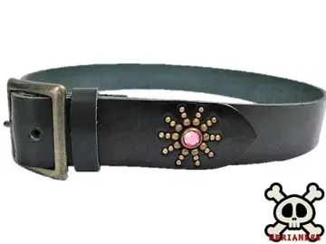 도치기 가죽 엔드 온리 스터드 벨트 블랙 (핑크 스포트) 빈티지 타입