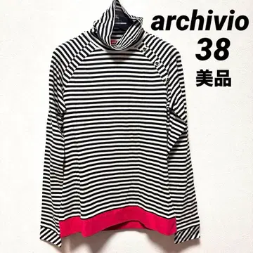 새상품급 archivio 알치비오 스트라이프 하이넥 긴팔 상의 골프