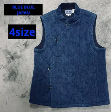 [ 새상품급 ] BLUE BLUE JAPAN 네이비 퀼팅 노카라 베스트