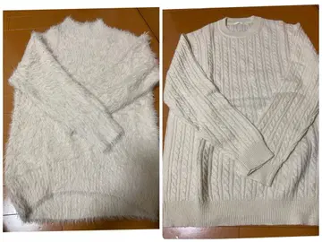 GU 파더 화이트 긴팔 스웨터 M 아이보리 케이블 니트 스웨터 L