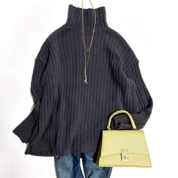 새상품급 UNTITLED 언타이틀 양모 캐시미어 리브 하이넥 니트 2