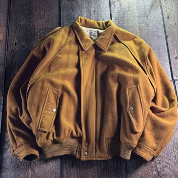 구제 의류 울 봄버 자켓 블루종 머스타드 짧은 기장 플라이트 자켓 L