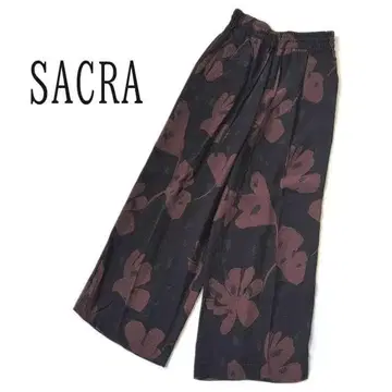 사쿠라 SACRA 브라운 36 패턴 팬츠 MODERN 플라워 팬츠