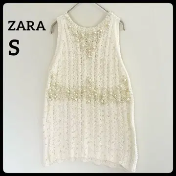 ZARA 자라 모조 진주 니트탑 슬리브리스 크루넥