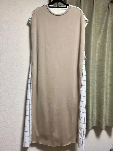 르 필 Le Phil 체크 x 니트 롱 원피스 프렌치 슬리브