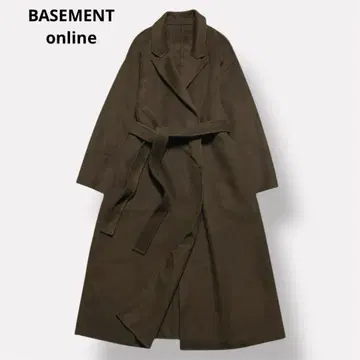 베이스먼트 온라인 리버 롱 코트 벨트 울 100%