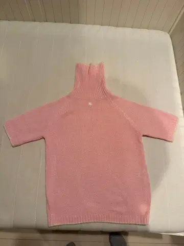 쿠레쥬 핑크 하이넥 반팔 니트 38